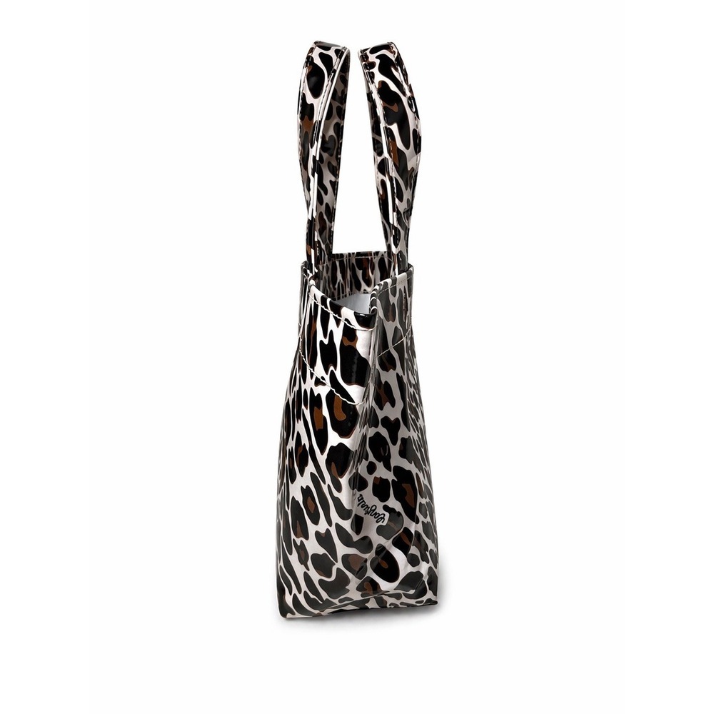 Consuela Wedge Mini Leopard Tote Bag Coated Canvas Top Handle Small Shopper Bag - Picture 3 of 8